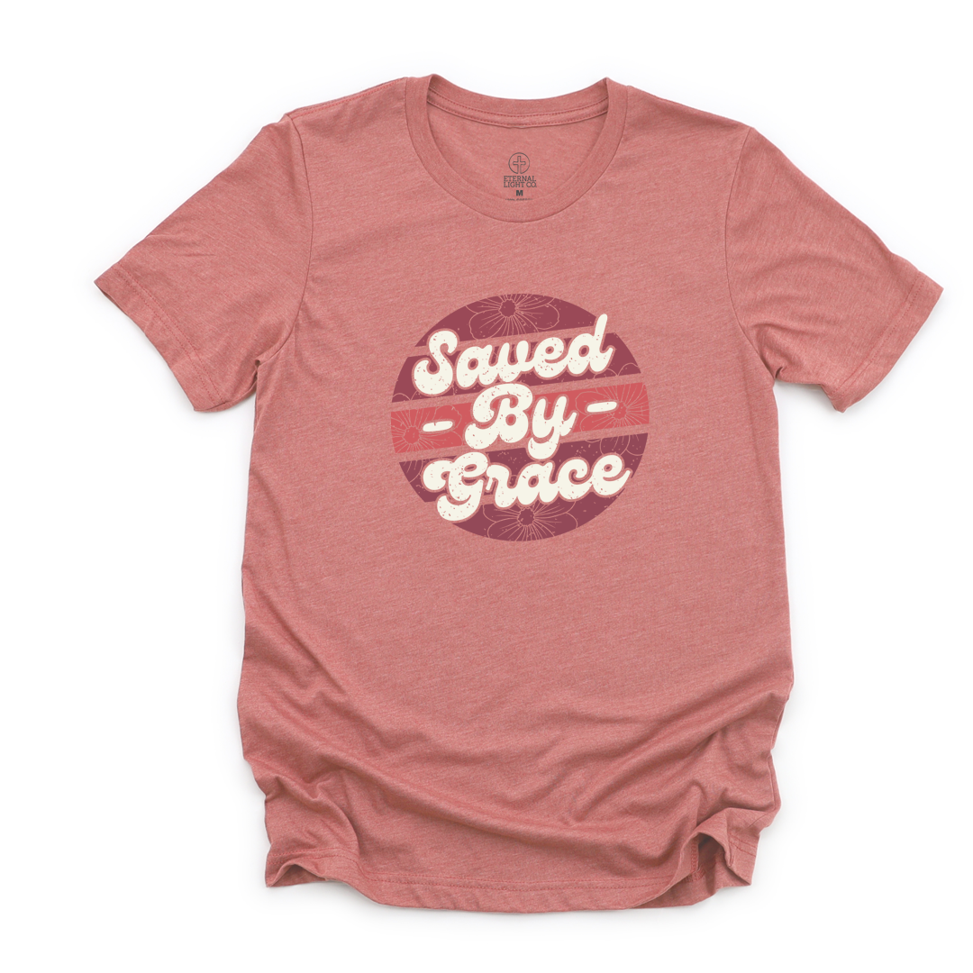 Saved By Grace Script Tee