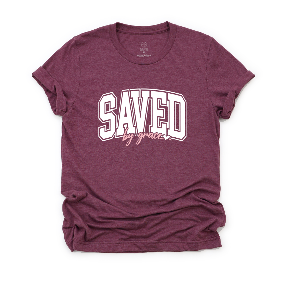 Saved By Grace Varsity Tee