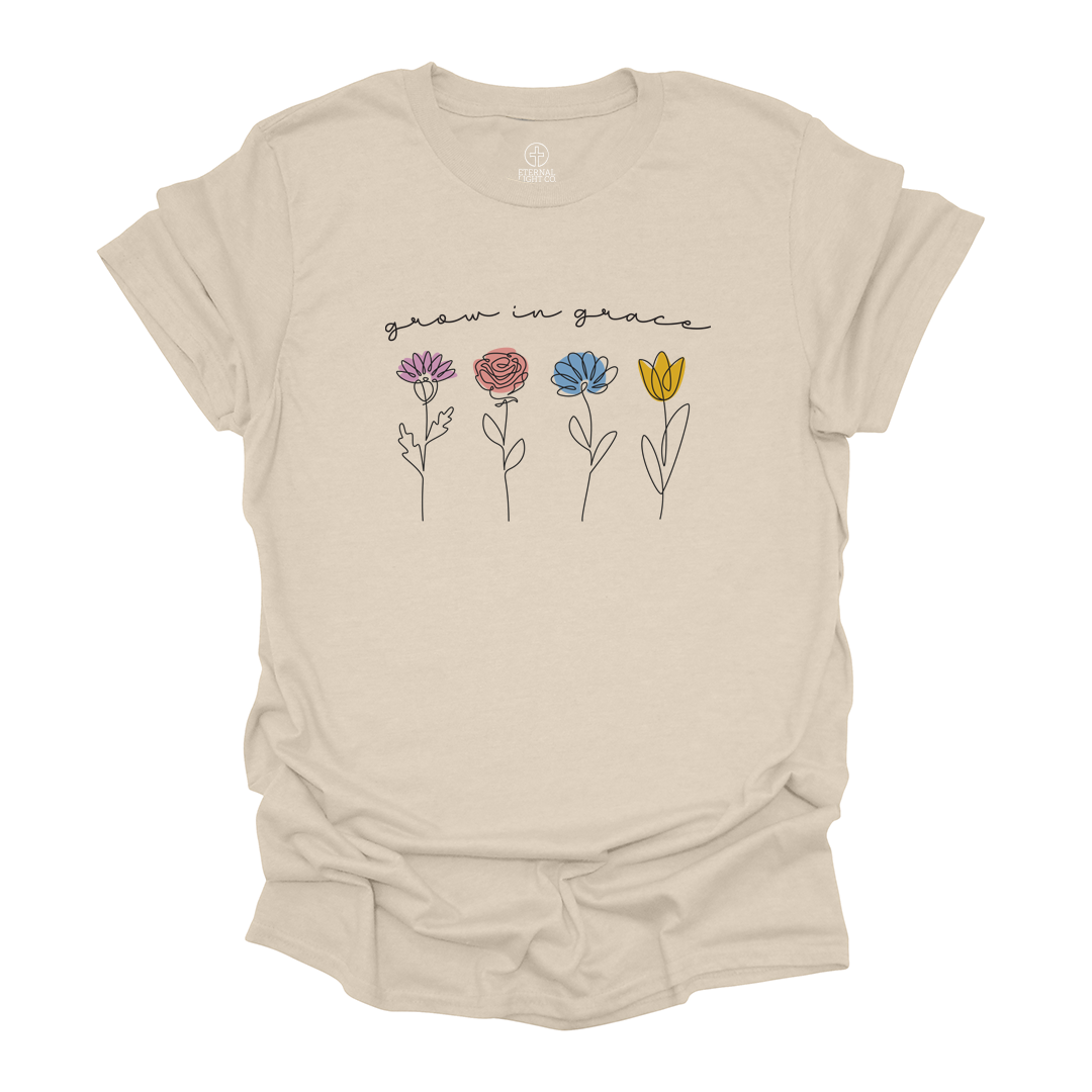 Grow In Grace Flowers Tee