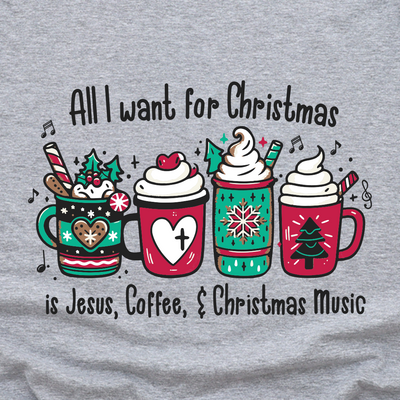 Jesus, Coffee, and Christmas Music Tee