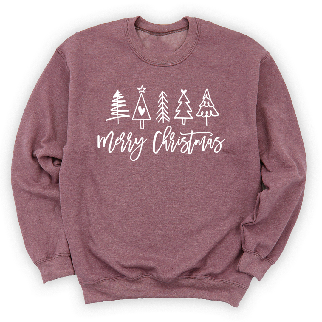 Merry Christmas Doodle Trees Sweatshirt