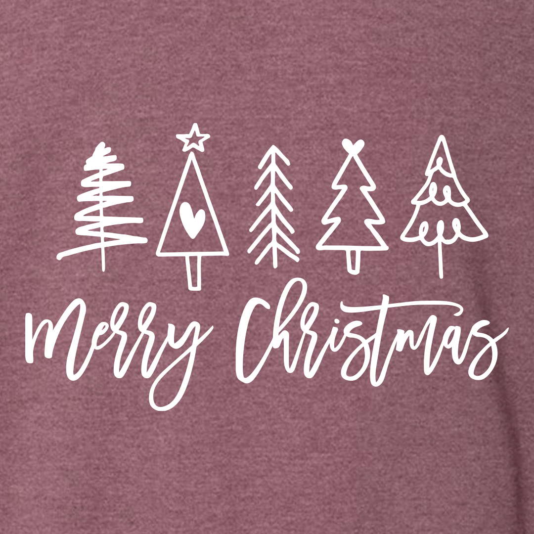 Merry Christmas Doodle Trees Sweatshirt