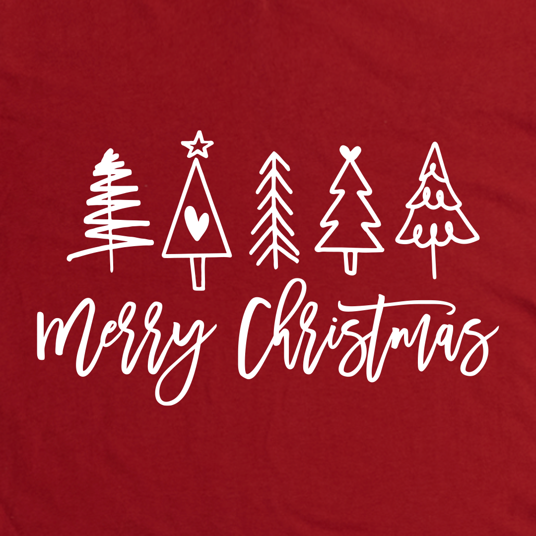 Merry Christmas Doodle Trees Vneck Tee