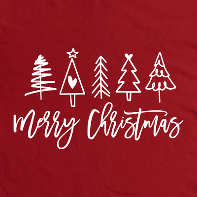 Merry Christmas Doodle Trees Vneck Tee