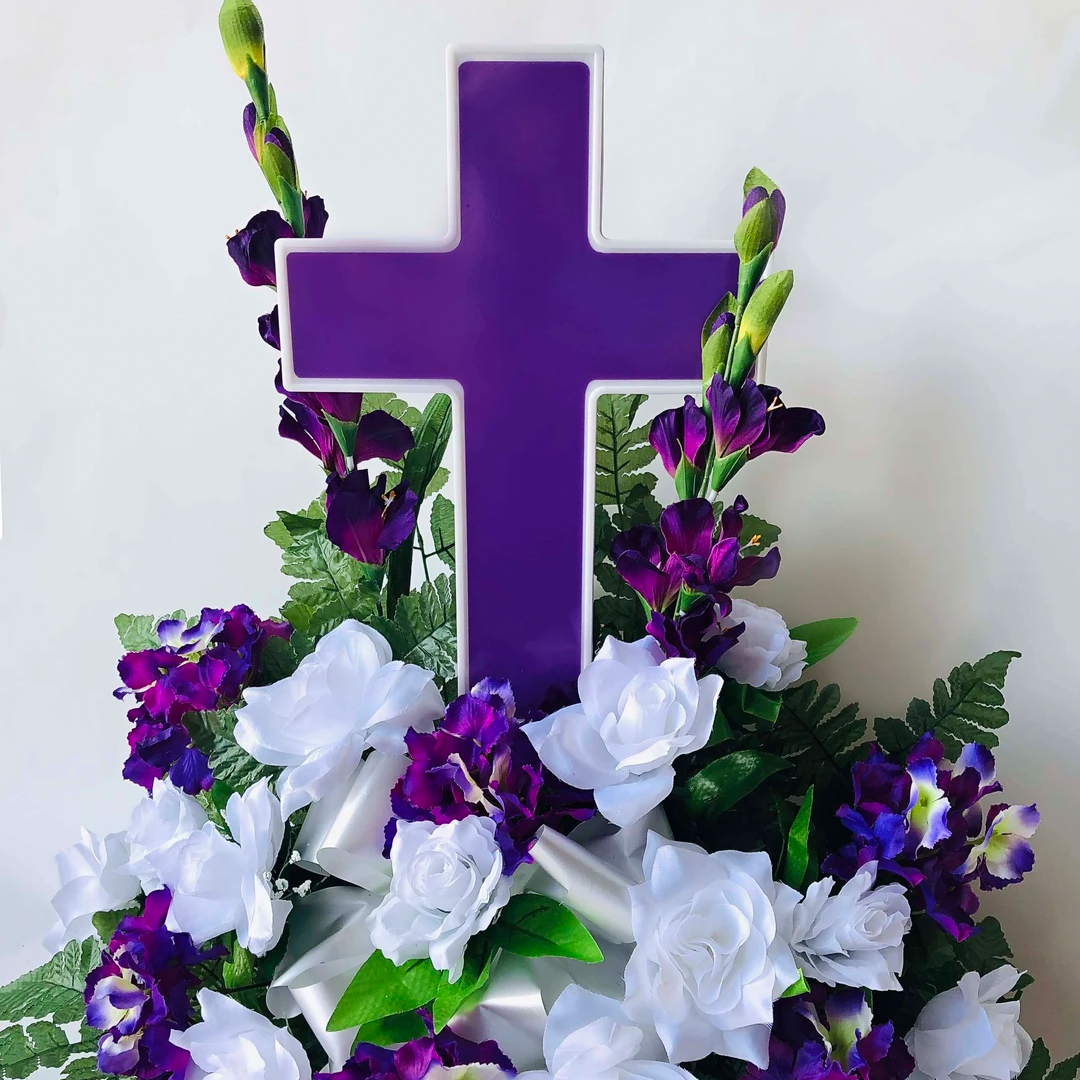 Purple Tulip Cross, Memorial Cross, outlet Graveside Memorial, Graveside Cross, Cemetery Arrangement, Mother’s Day Memorial, Mother’s Day Cross